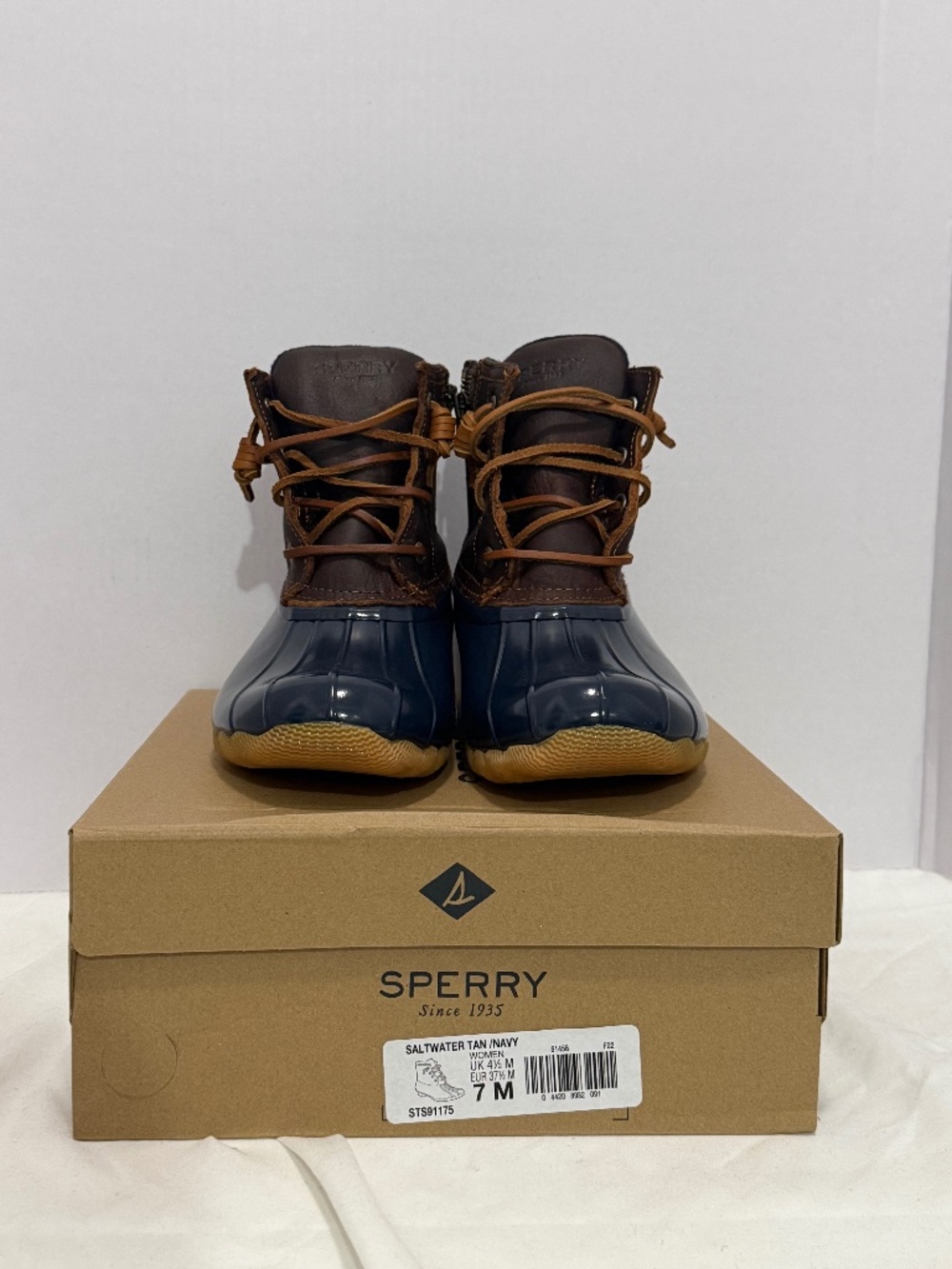Sperry Navy and Brown Duck Boots